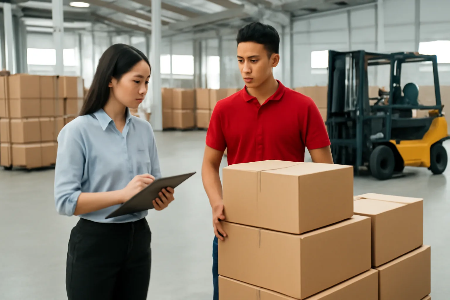 Kế toán dịch vụ cùng quản lý chuỗi cửa hàng kiểm lại thùng hàng trong kho trung tâm